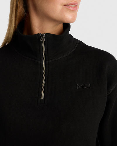 Luxury Half Zip Sweater - Black
