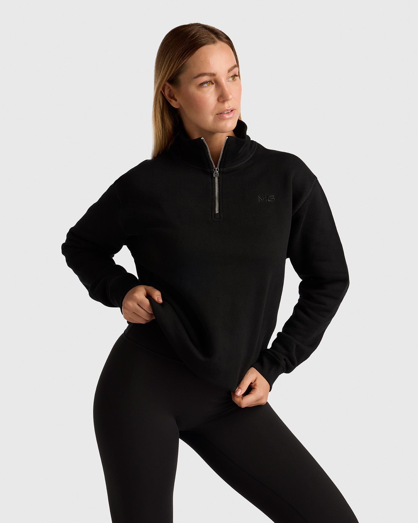 Luxe Half Zip Sweater - Zwart