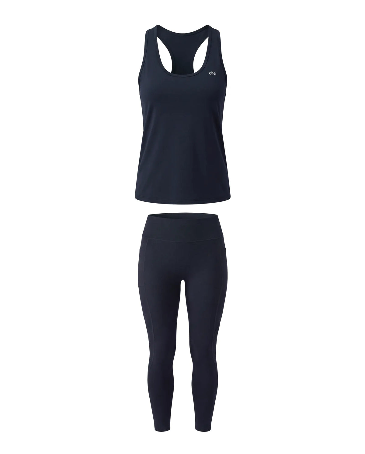 Midnight Athleisure: Dena Legging Met Zakken en Active Tanktop in Midnight Blauw