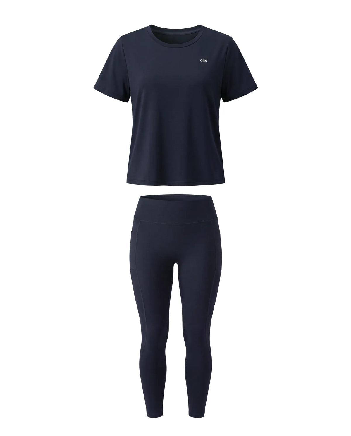 Midnight Athleisure: Dena Legging Met Zakken en Active T-Shirt in Midnight Blauw