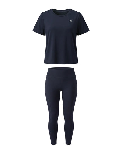 Midnight Athleisure: Dena Legging Met Zakken en Active T-Shirt in Midnight Blauw