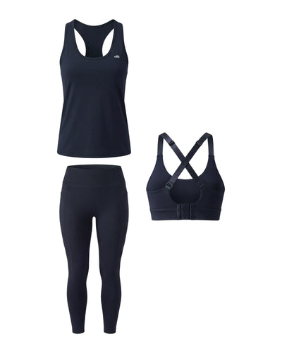 Midnight Complete: Dena Legging Met Zakken, Nore Sportbeha en Active Tanktop in Midnight Blauw